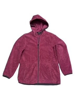 Woolrich Fleece Pink Womens Light Outdoor Designer Hooded Jacket Medium